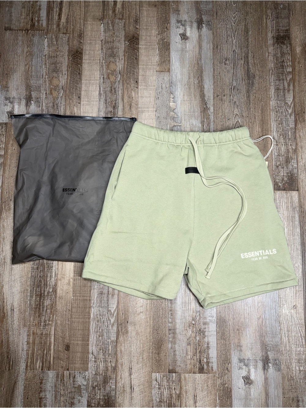 ESSENTIALS Men’s Sage Green Athletic Fleece Shorts